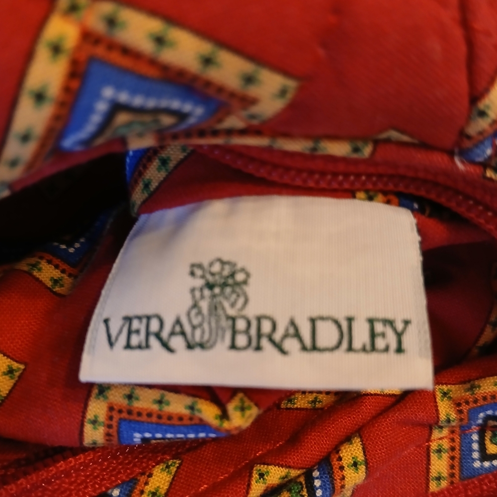 Vera Bradley Red and Blue Satchel with Geometric Patterns - Picture 4 of 7